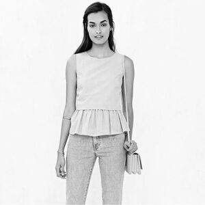 Alice & Uo White Sleeveless Peplum Top N278-3